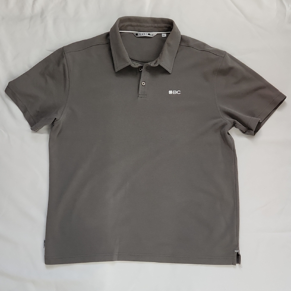 Men's Gray Black Clover Polo Shirt